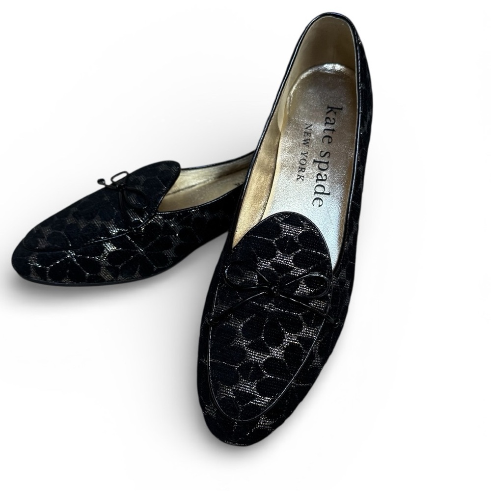 Kate Spade | Devi | Loafers | Leather-Black Velvet-Gold Lurex | 9